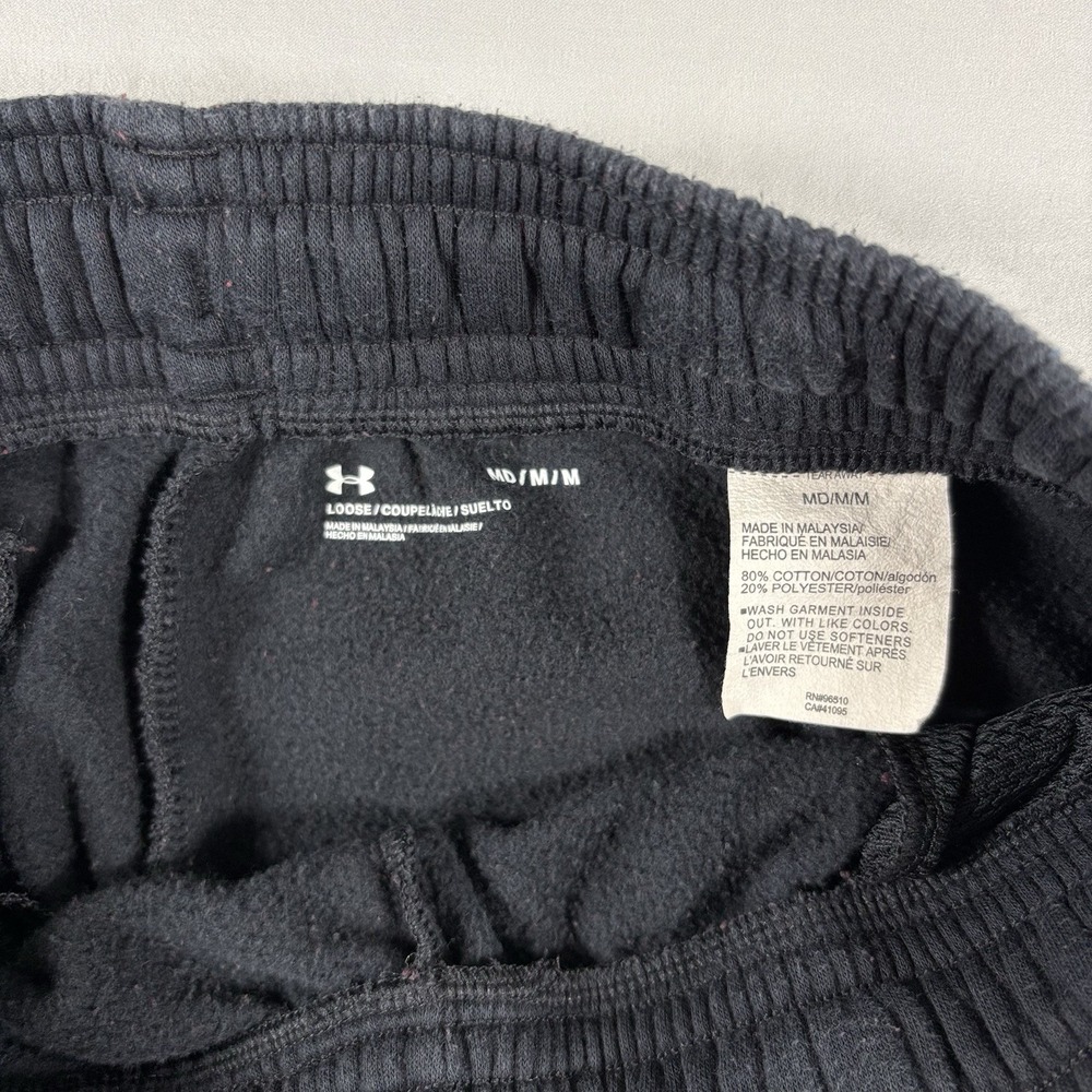 Under Armour Fleece Jogger Sweatpants Mens M Black Graphic Logo Athletic Pants - Picture 6 of 14